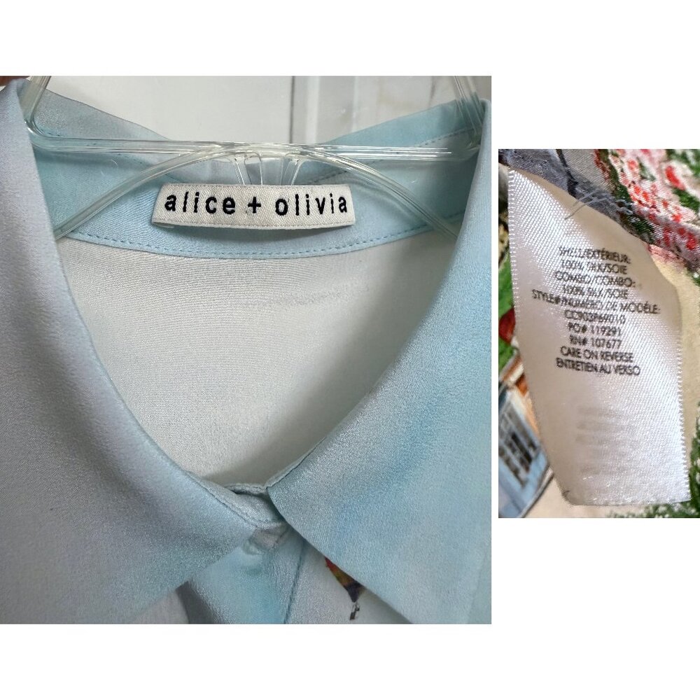 Alice + Olivia Willa Eiffel Tower Emily in Paris Shirt Blouse Silk Floral XS - Picture 3 of 16